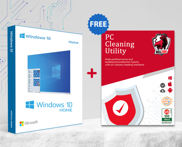 Microsoft Windows 10 Home with Free BullZIGA PC Cleaning Utility 1-Year | 1-Device (Windows/Mac OS/Android/iOS) (Copy)